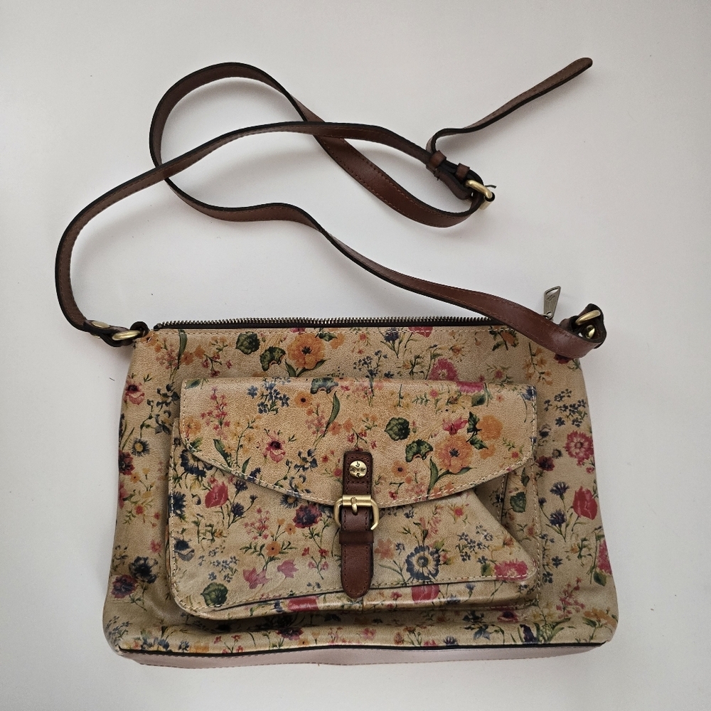 Patricia Nash Leather Avellino Floral Medium Front Pocket Crossbody - Picture 1 of 16